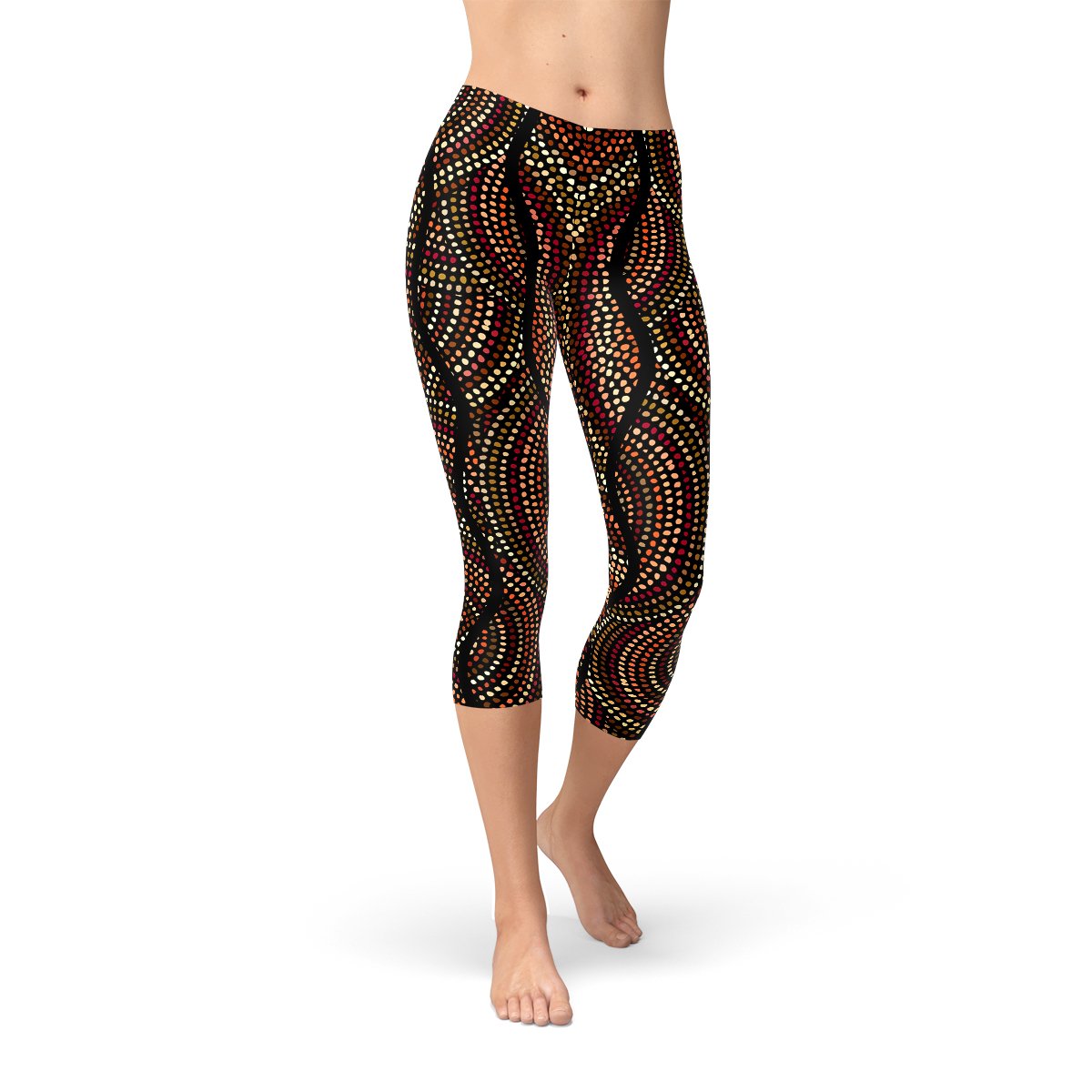 Womens Polka Dots Aboriginal Artwork Capri (V2) - Anna's Shop