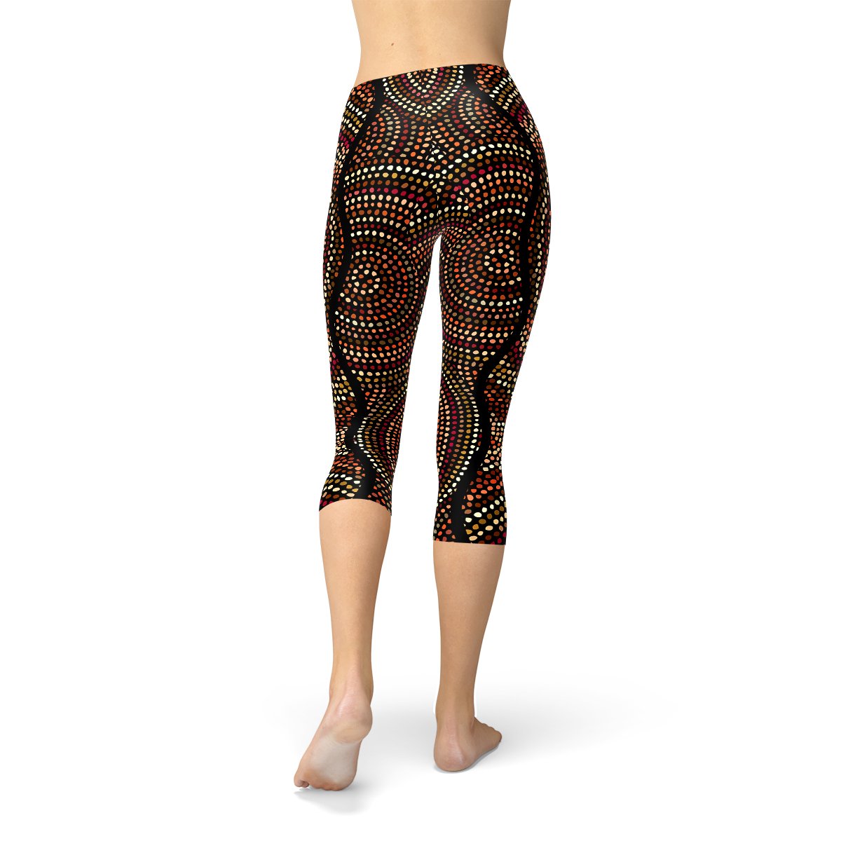 Womens Polka Dots Aboriginal Artwork Capri (V2) - Anna's Shop