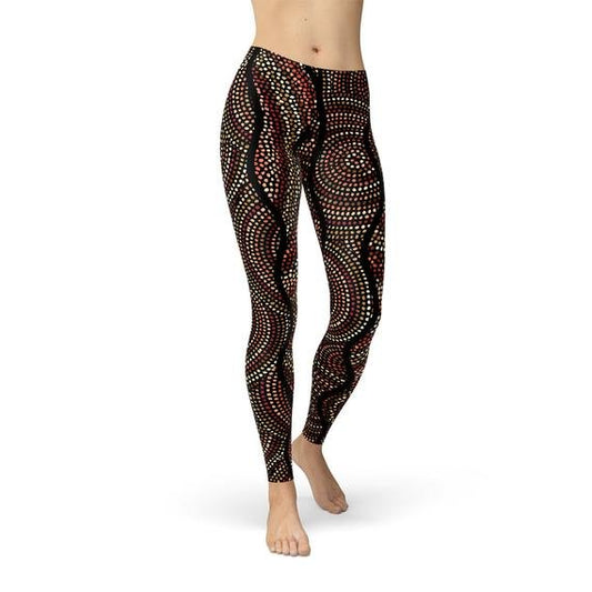 Womens Polka Dots Aboriginal Artwork Leggings (V1) - Anna's Shop