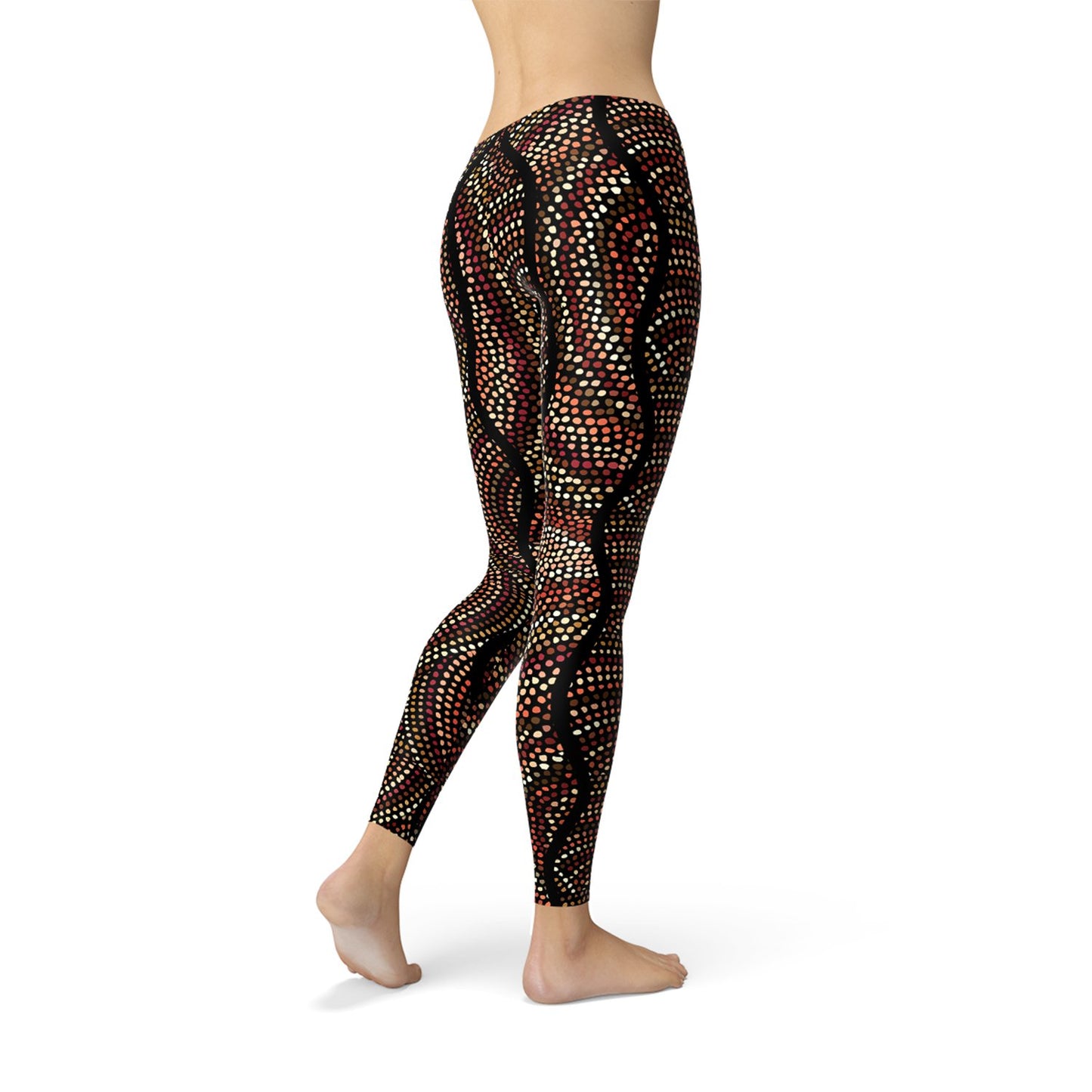 Womens Polka Dots Aboriginal Artwork Leggings (V1) - Anna's Shop