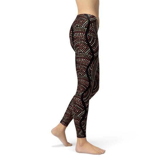 Womens Polka Dots Aboriginal Artwork Leggings (V1) - Anna's Shop