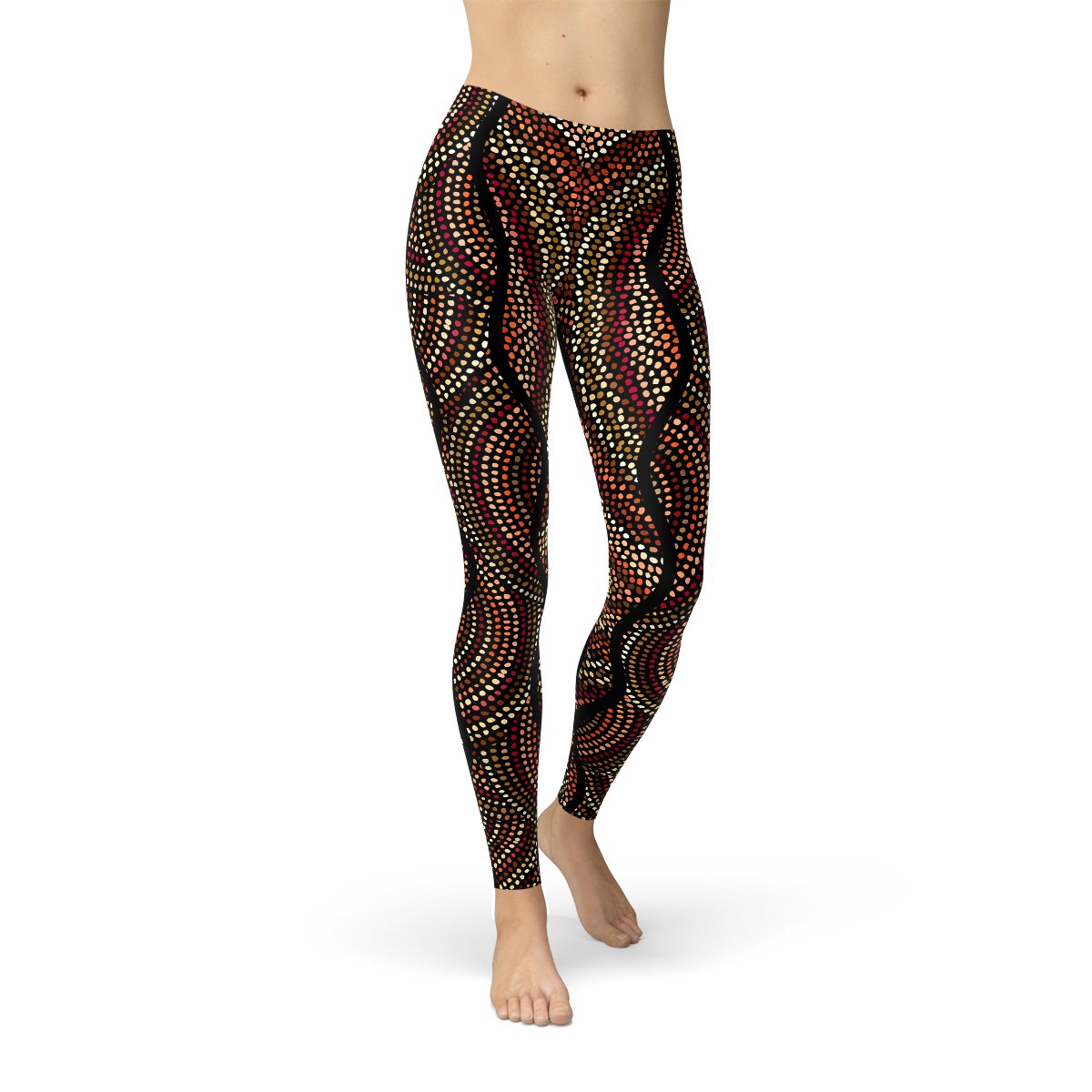 Womens Polka Dots Aboriginal Artwork Leggings (V2) - Anna's Shop