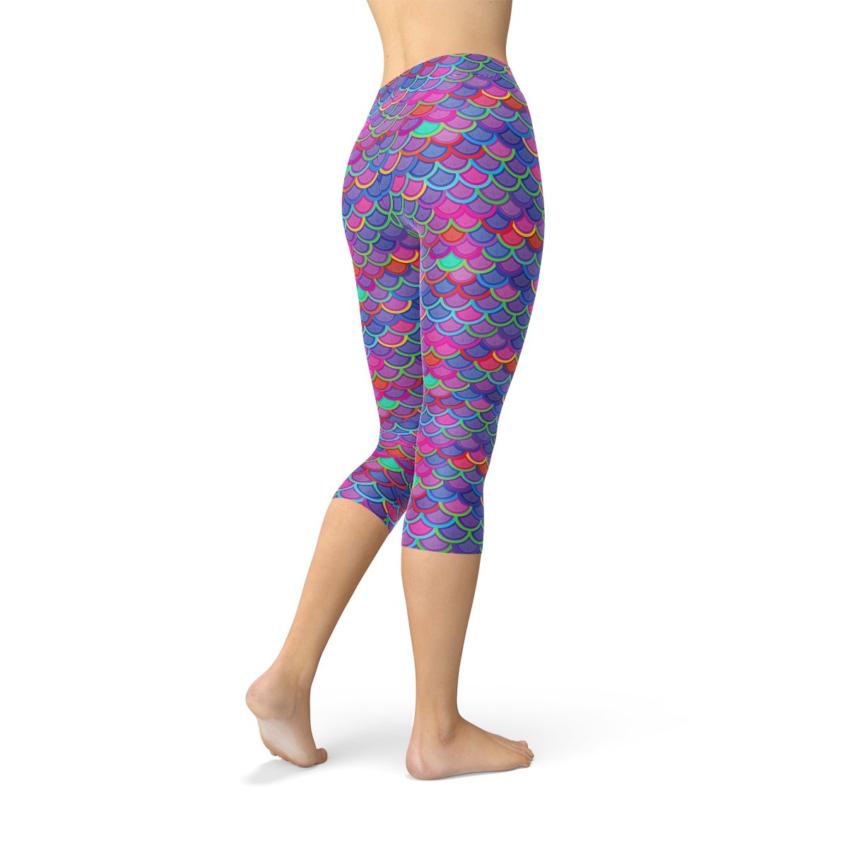 Womens Purple Pink Mermaid Capri Leggings - Anna's Shop