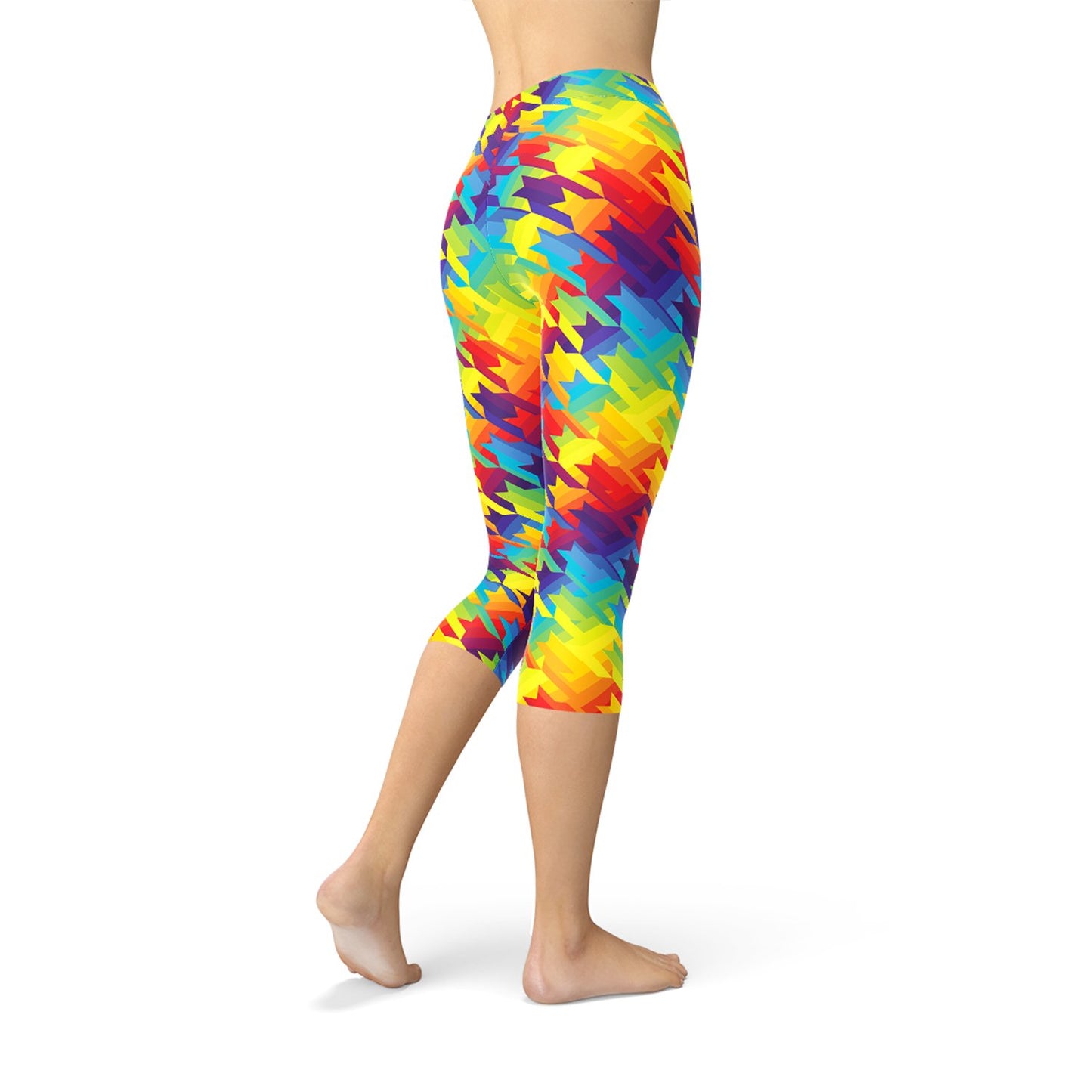 Womens Rainbow Houndstooth Capri Leggings - Anna's Shop