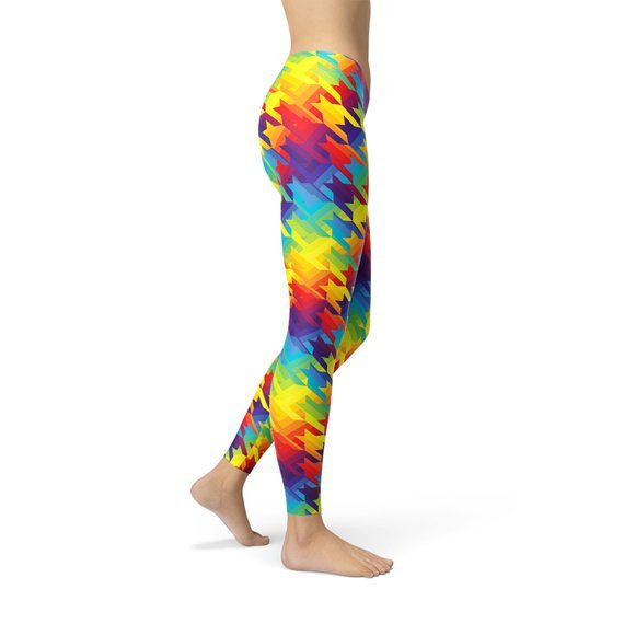 Womens Rainbow Houndstooth Leggings - Anna's Shop