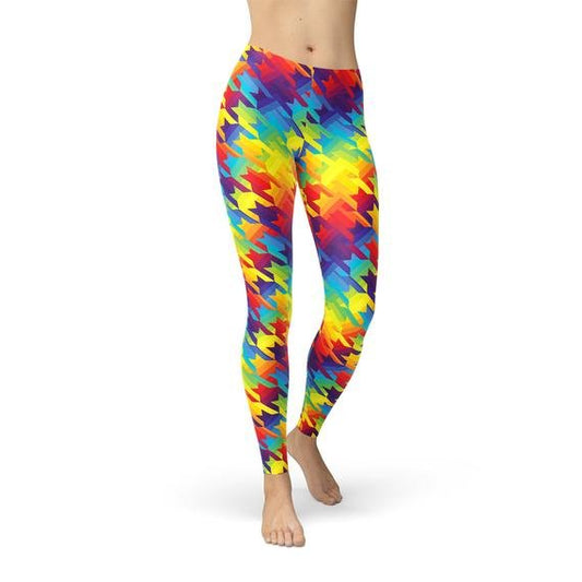 Womens Rainbow Houndstooth Leggings - Anna's Shop