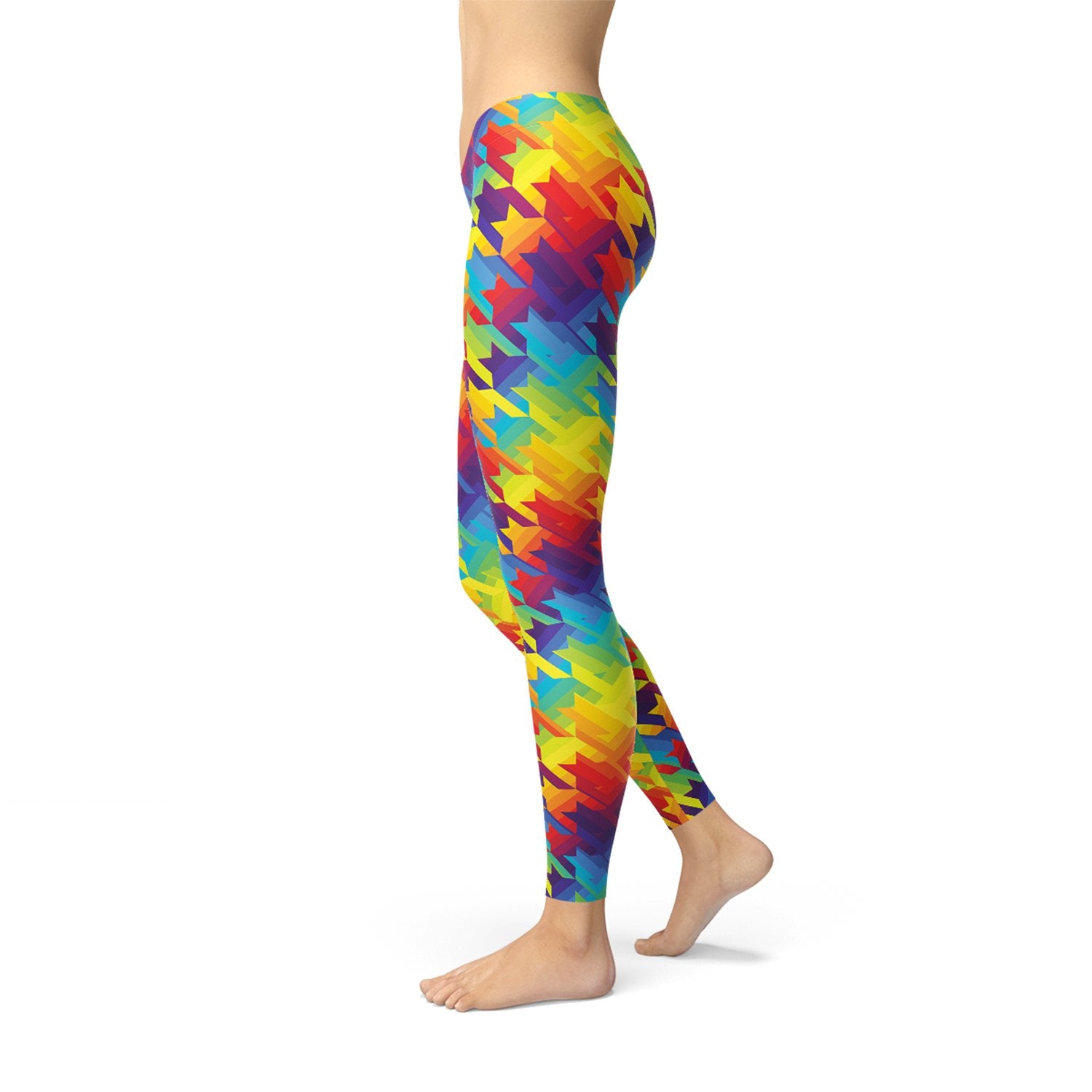 Womens Rainbow Houndstooth Leggings - Anna's Shop