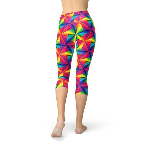 Womens Rainbow Pinwheel Capri Leggings - Anna's Shop