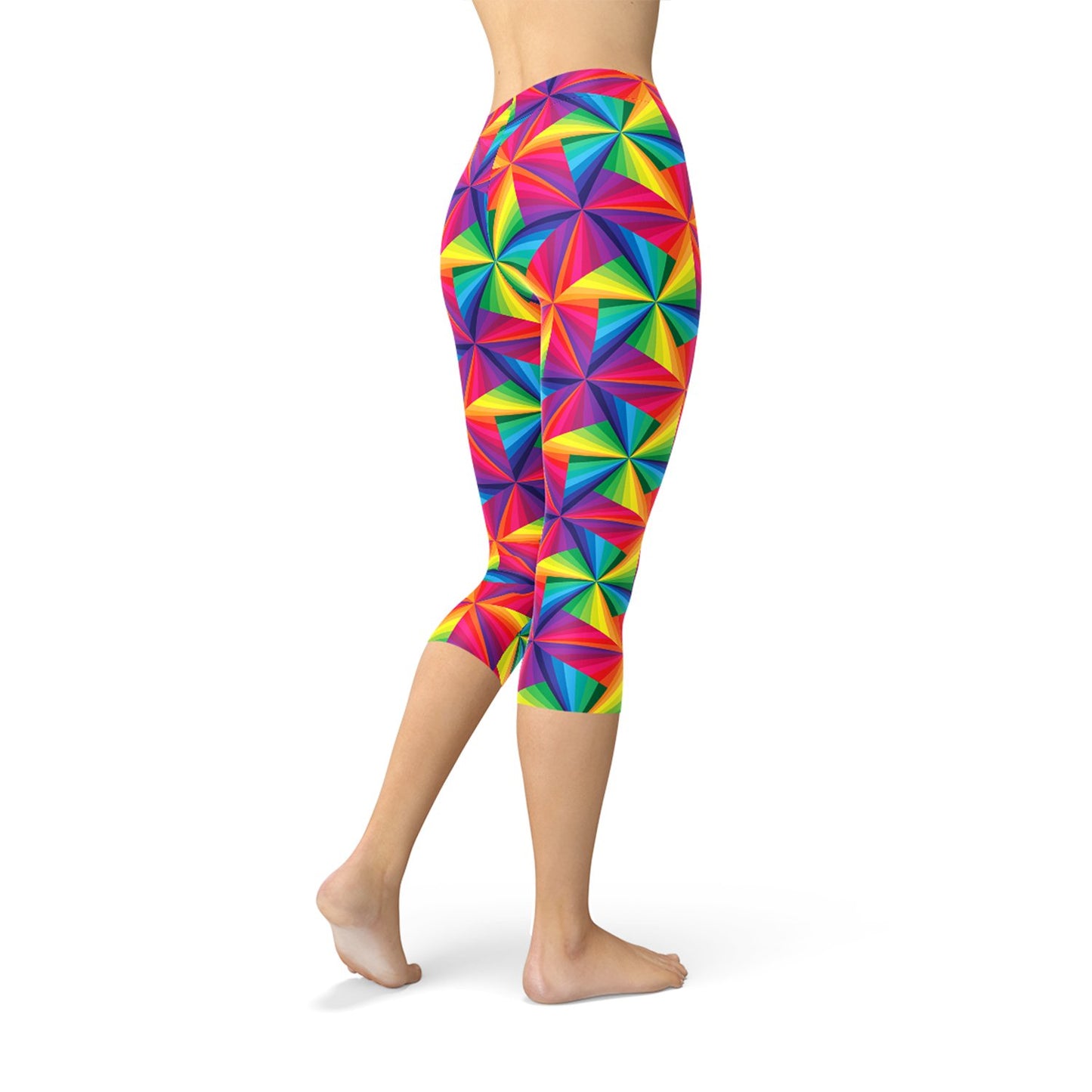 Womens Rainbow Pinwheel Capri Leggings - Anna's Shop