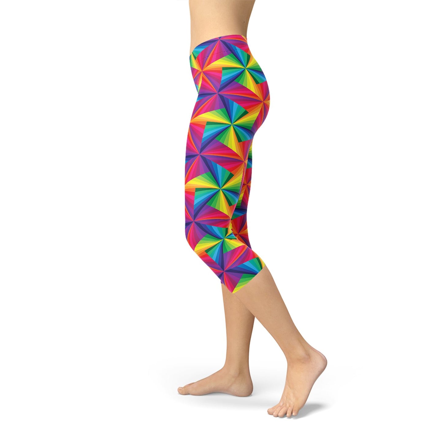 Womens Rainbow Pinwheel Capri Leggings - Anna's Shop