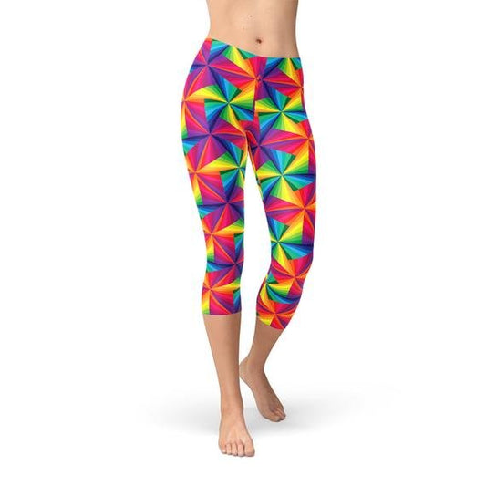 Womens Rainbow Pinwheel Capri Leggings - Anna's Shop