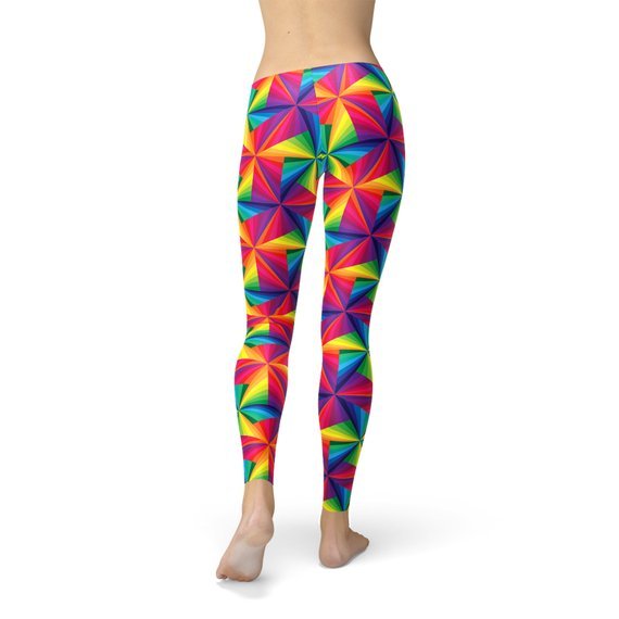 Womens Rainbow Pinwheel Leggings - Anna's Shop