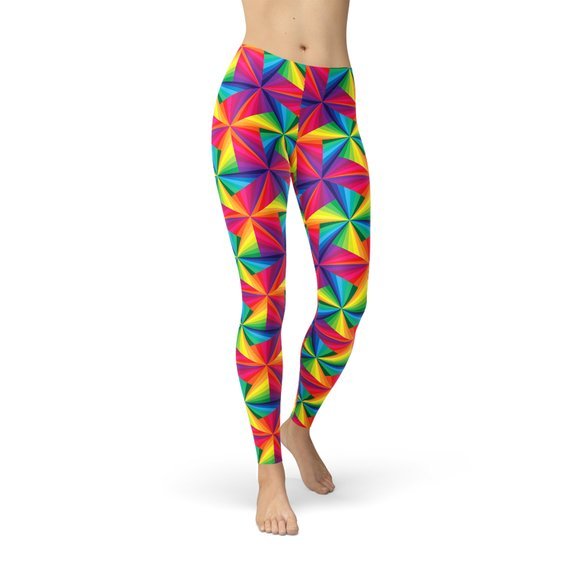 Womens Rainbow Pinwheel Leggings - Anna's Shop