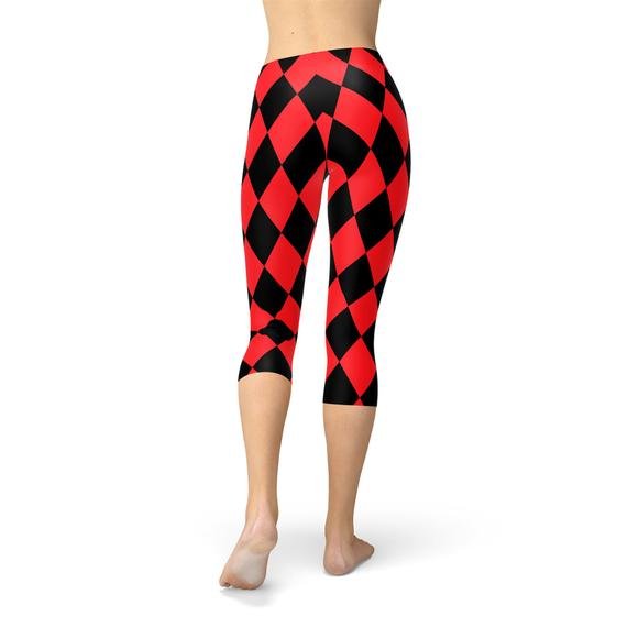 Womens Red and Black Jester Capri Leggings - Anna's Shop