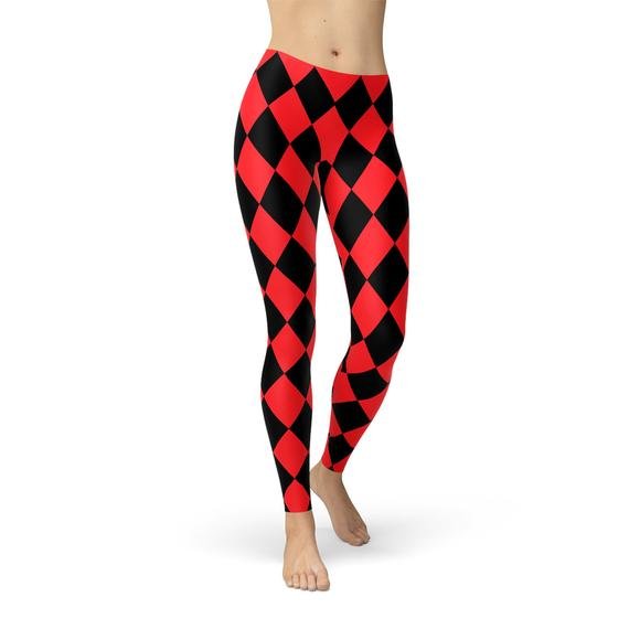 Womens Red and Black Jester Leggings - Anna's Shop