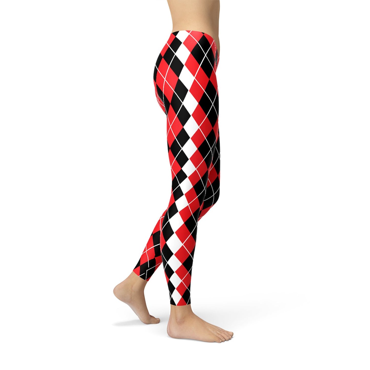 Womens Red Argyle Leggings - Harley Quinn Inspired - Anna's Shop