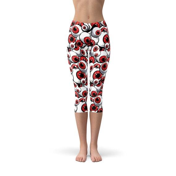 Womens Red Eye Balls Capri Leggings - Anna's Shop