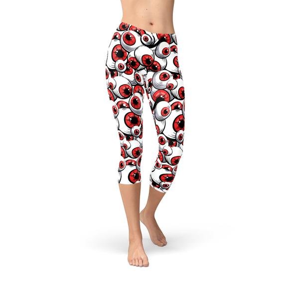 Womens Red Eye Balls Capri Leggings - Anna's Shop