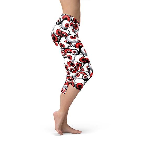 Womens Red Eye Balls Capri Leggings - Anna's Shop