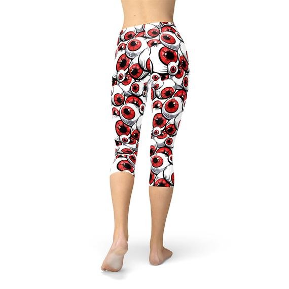 Womens Red Eye Balls Capri Leggings - Anna's Shop