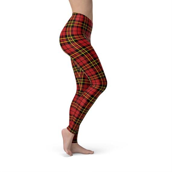 Womens Red Plaid Tartan Leggings - Anna's Shop