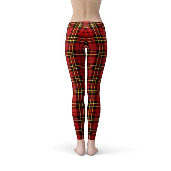 Womens Red Plaid Tartan Leggings - Anna's Shop