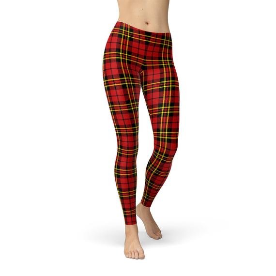 Womens Red Plaid Tartan Leggings - Anna's Shop