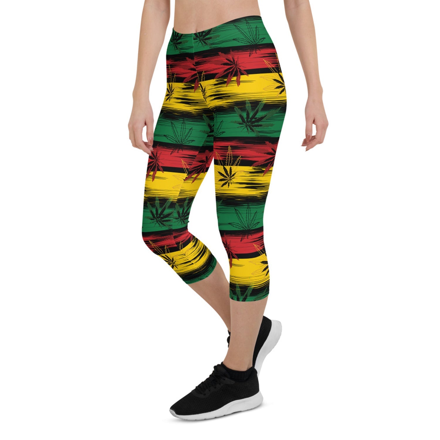 Womens Reggae and Cannabis Capri Leggings - Anna's Shop