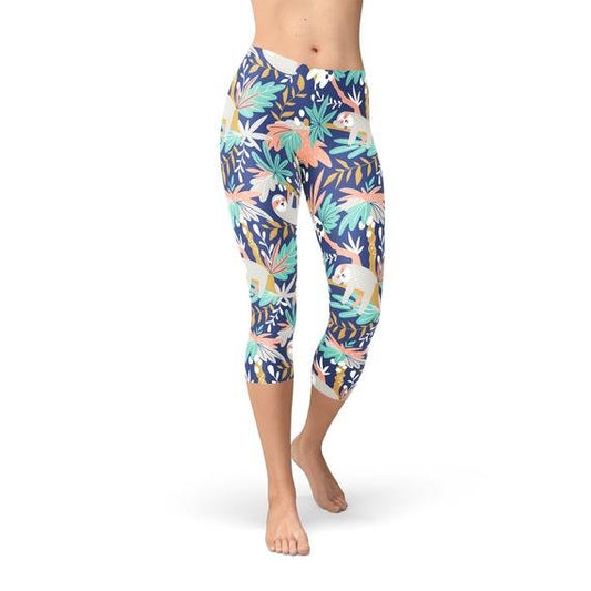 Womens Sloth Capri Leggings - Anna's Shop