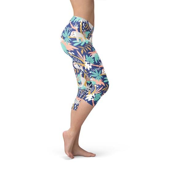 Womens Sloth Capri Leggings - Anna's Shop