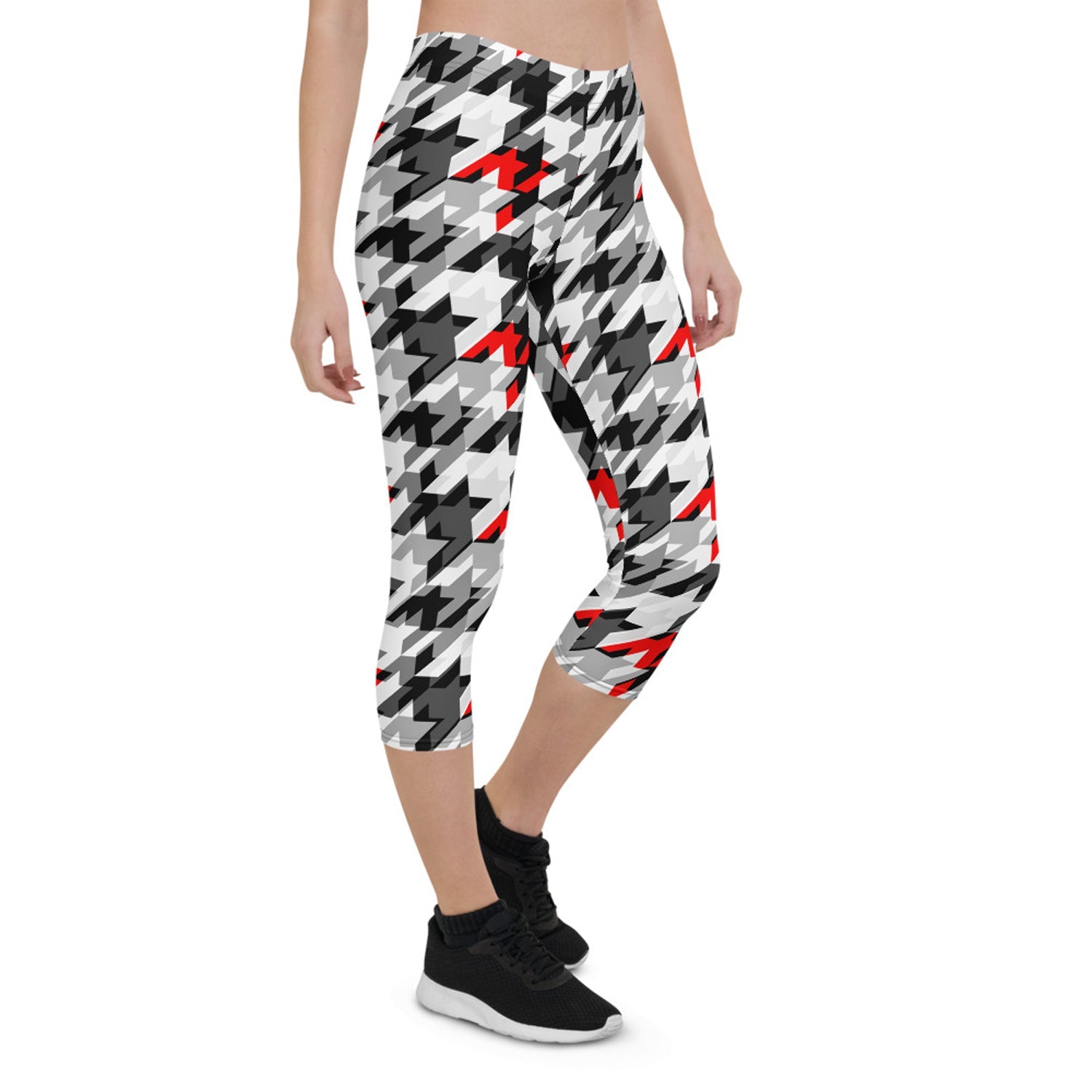 Womens Sports Houndstooth Capri Leggings - Anna's Shop