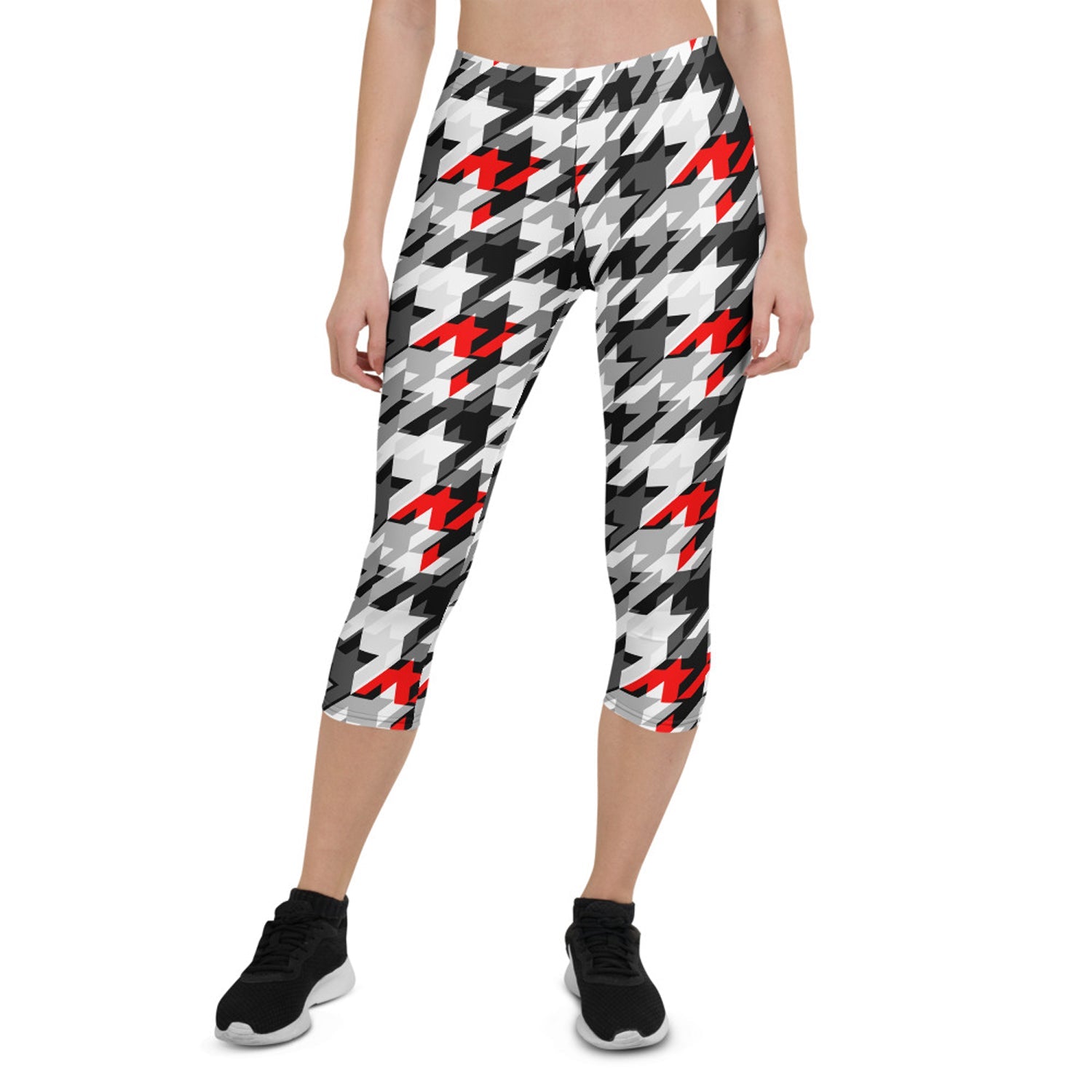 Womens Sports Houndstooth Capri Leggings - Anna's Shop