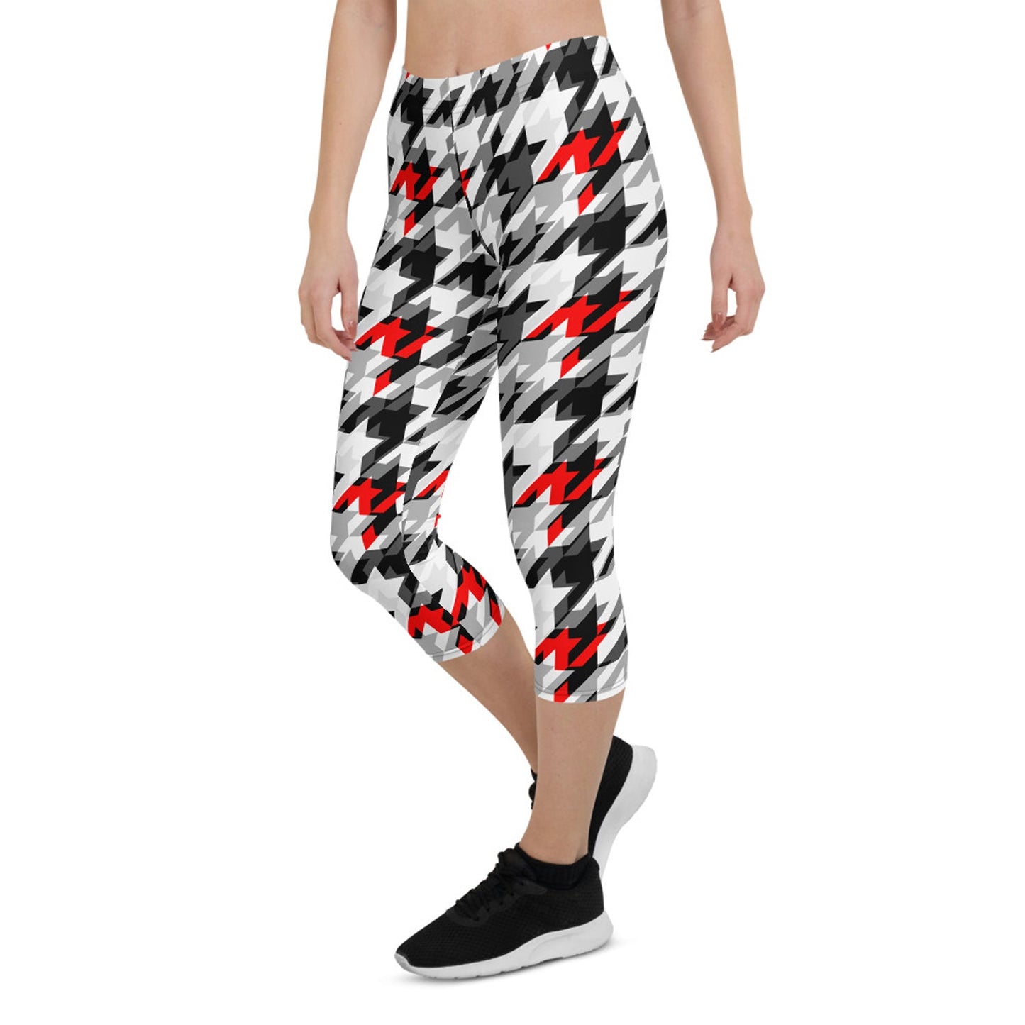 Womens Sports Houndstooth Capri Leggings - Anna's Shop