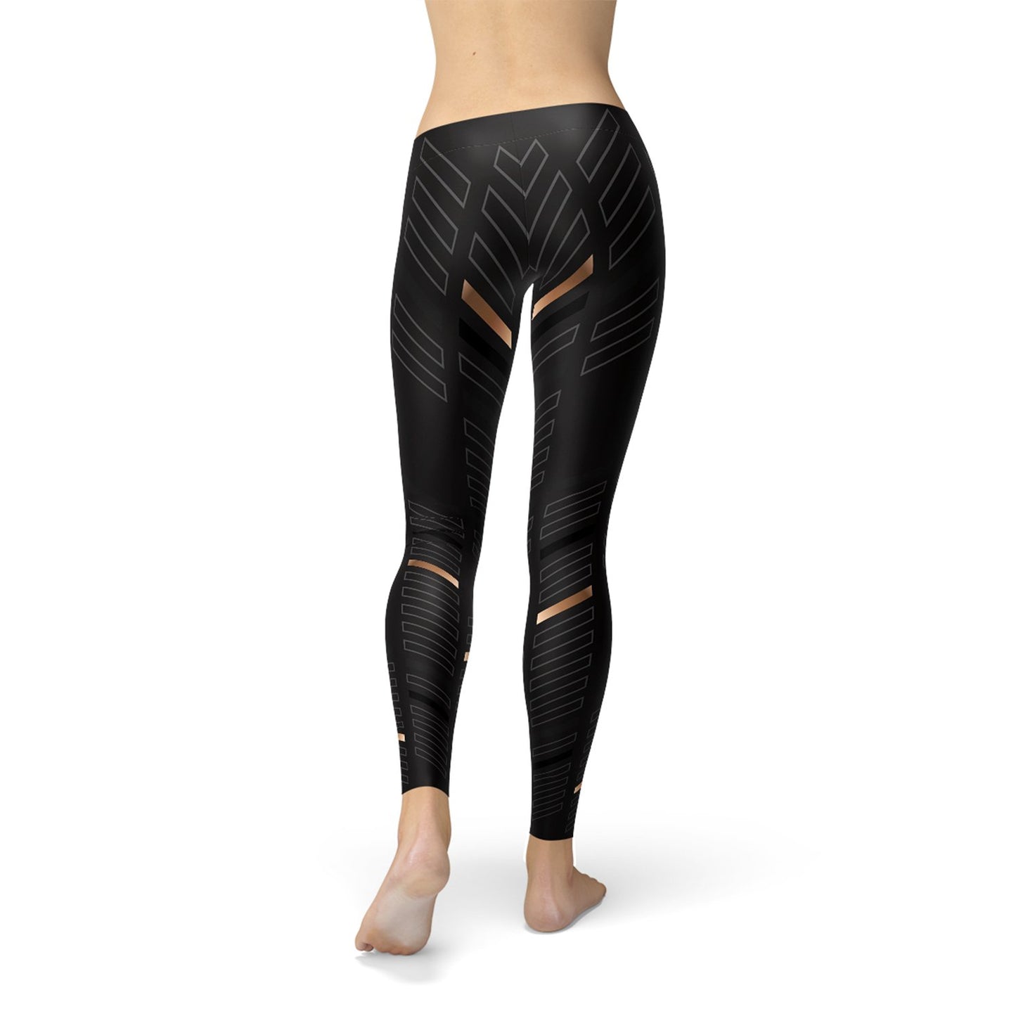 Womens Sports Stripes Black Leggings - Anna's Shop