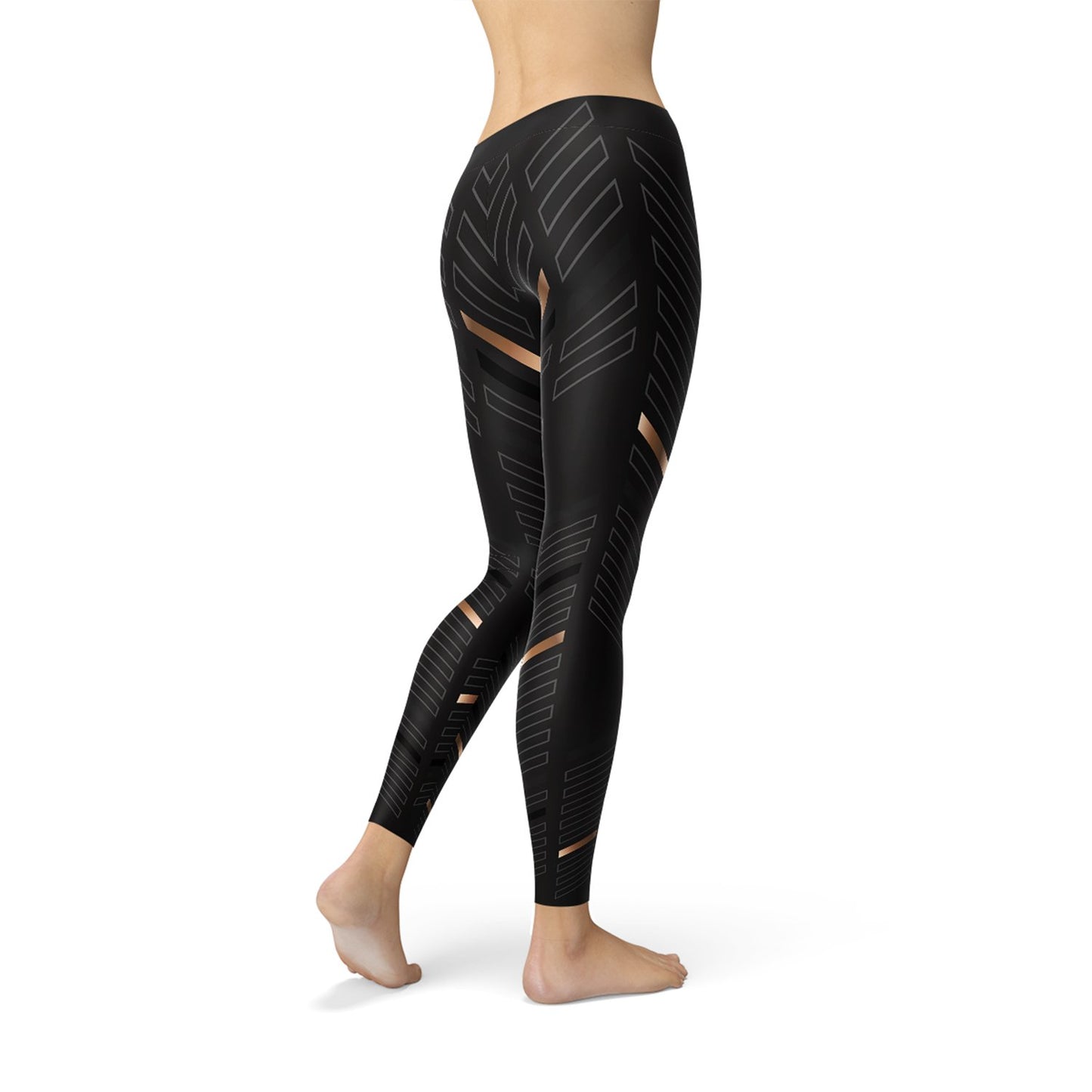 Womens Sports Stripes Black Leggings - Anna's Shop