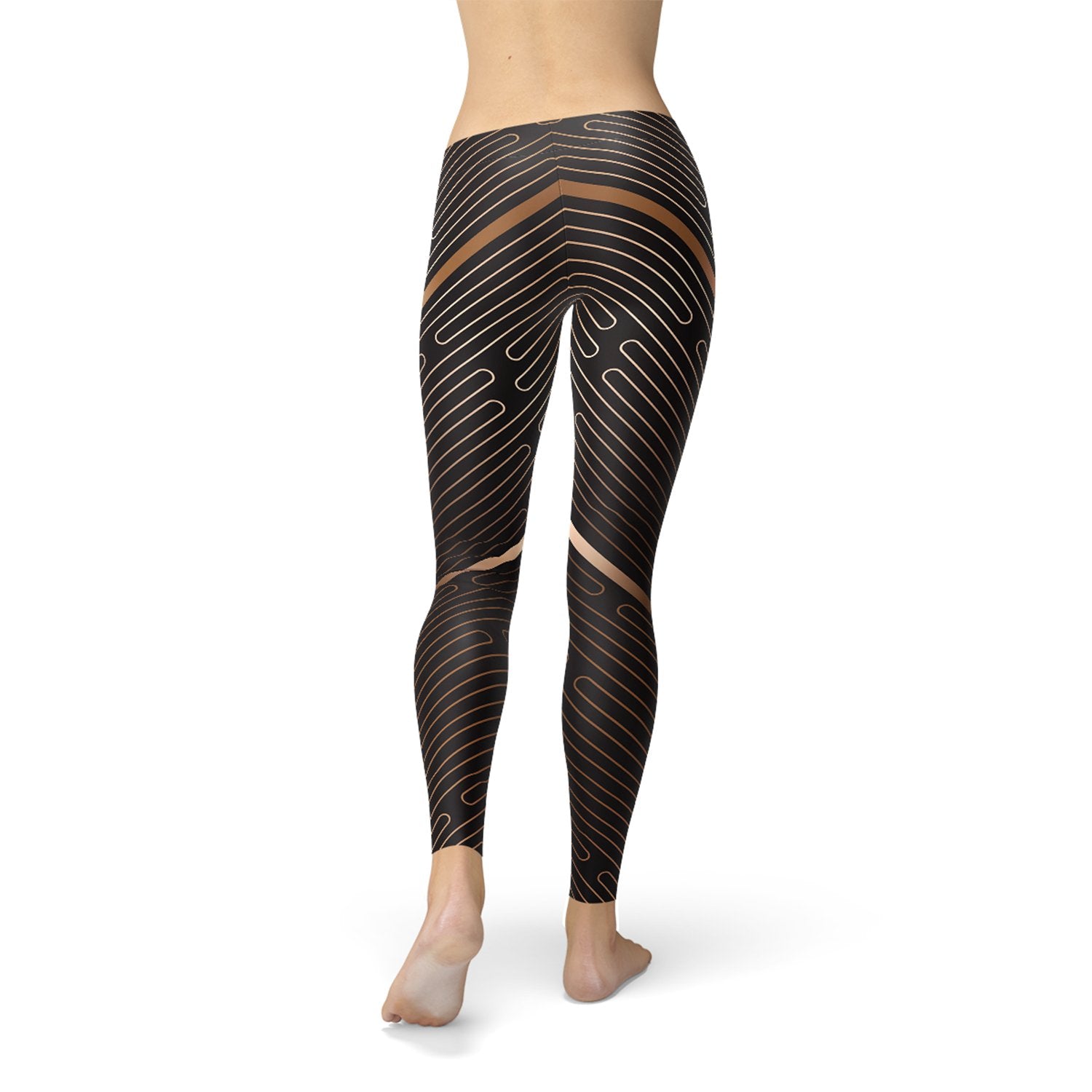 Womens Striped Lines Sports Brown Leggings - Anna's Shop