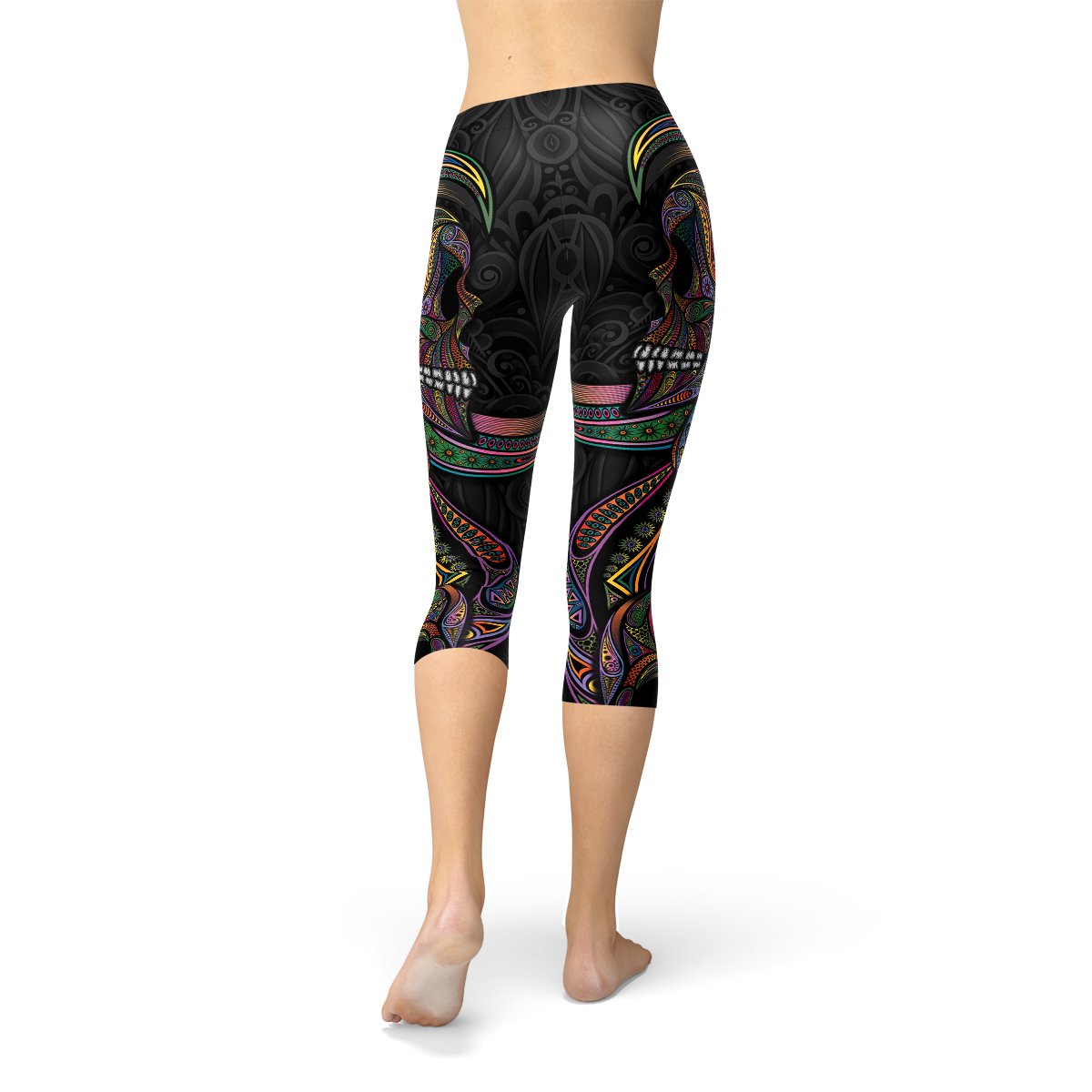 Womens Sugar Skull Capri Leggings - Anna's Shop