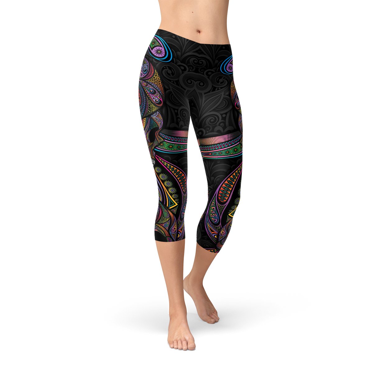 Womens Sugar Skull Capri Leggings - Anna's Shop