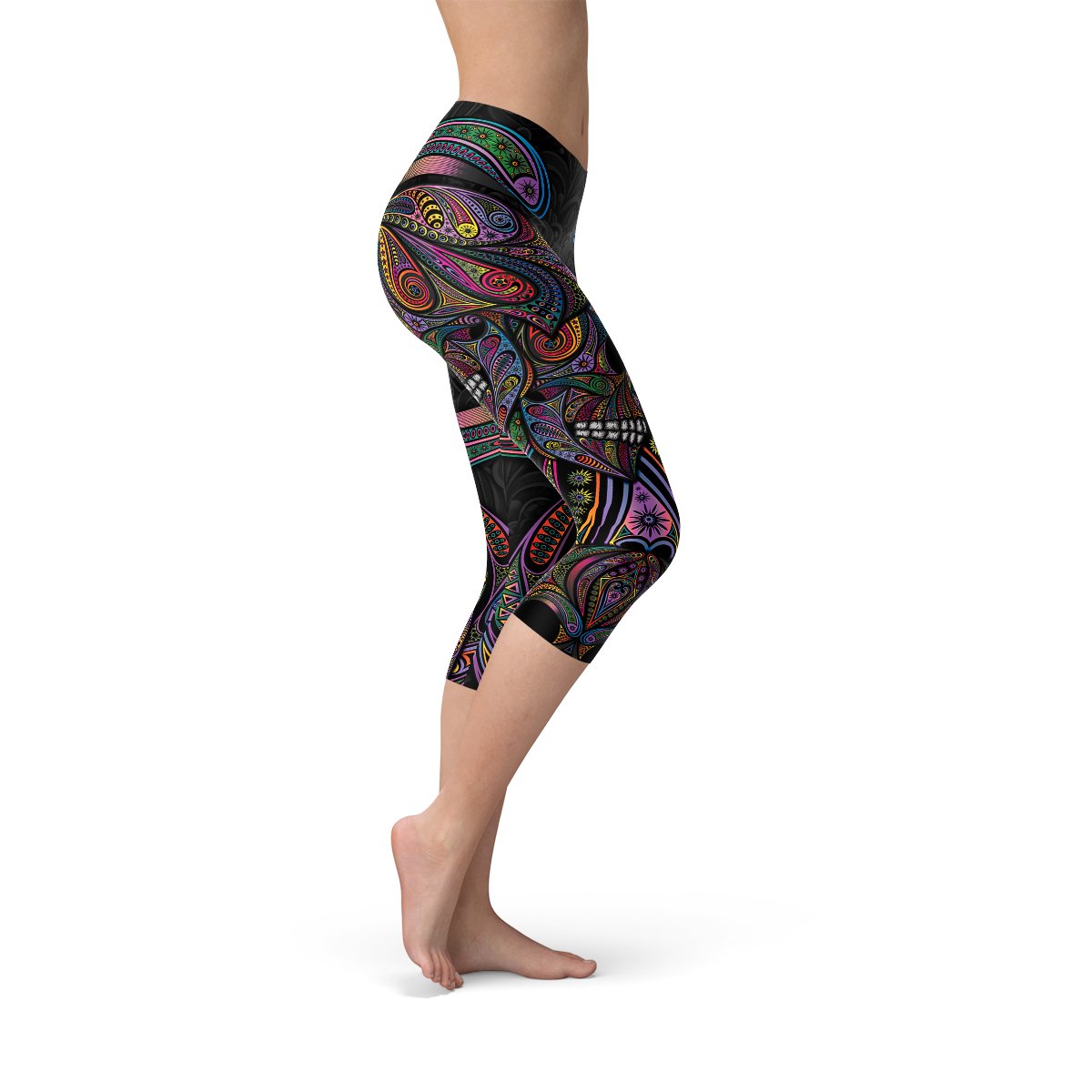 Womens Sugar Skull Capri Leggings - Anna's Shop