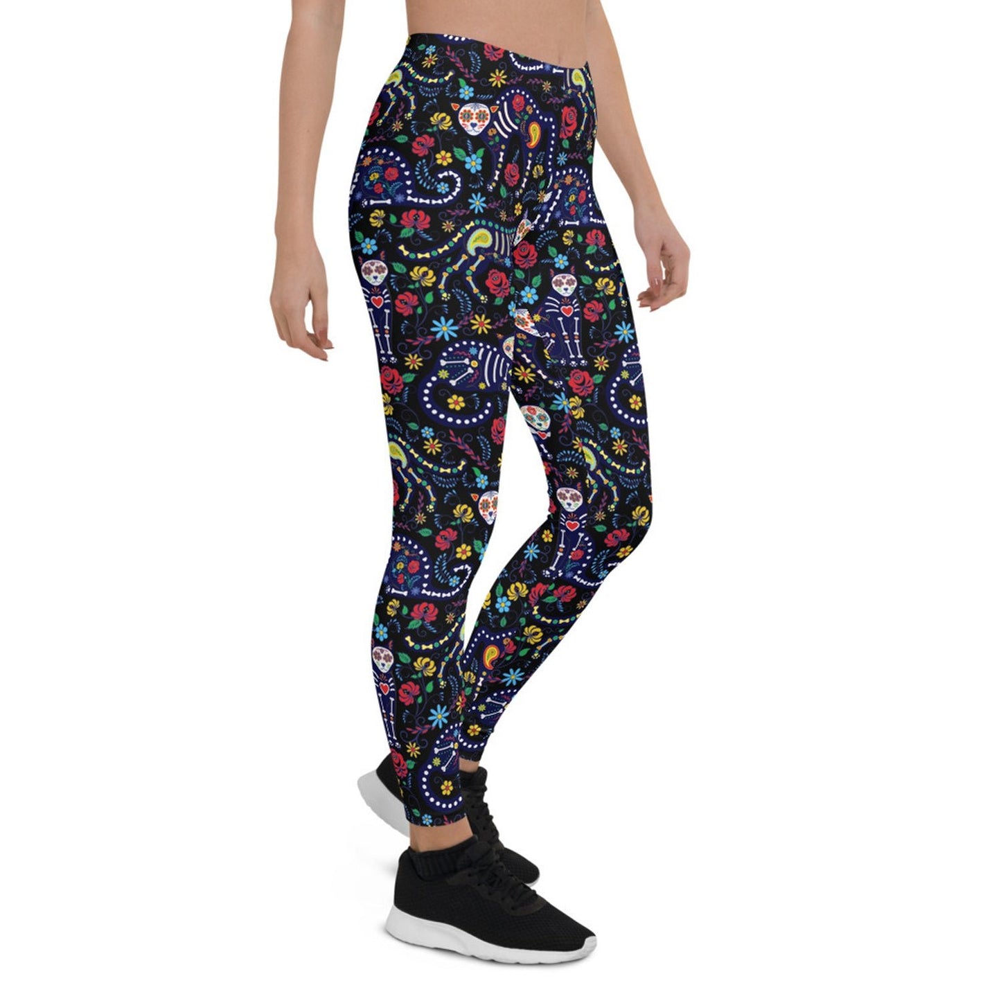 Womens Sugar Skull Cat Leggings - Anna's Shop