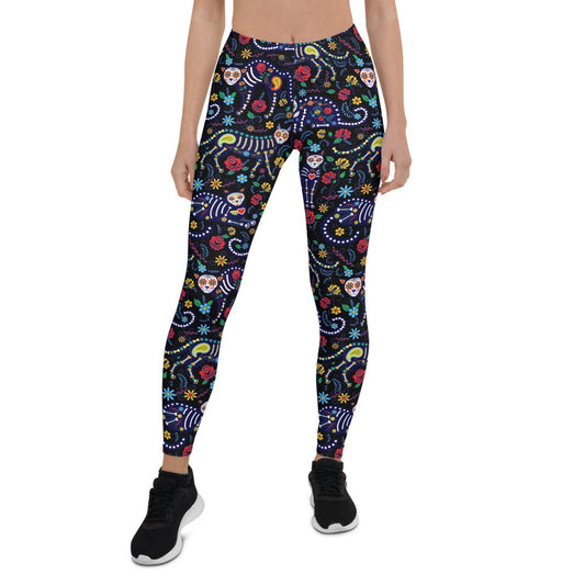 Womens Sugar Skull Cat Leggings - Anna's Shop