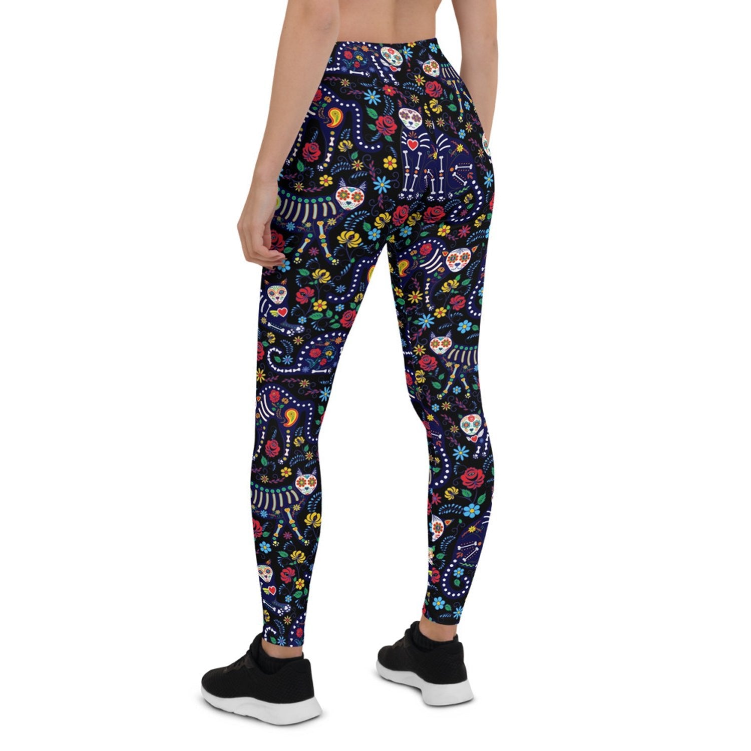 Womens Sugar Skull Cat Leggings - Anna's Shop