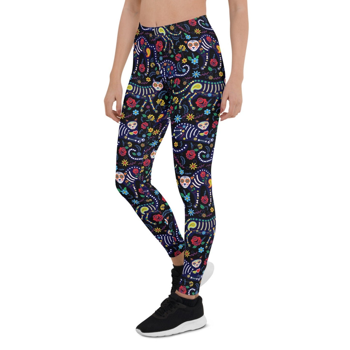 Womens Sugar Skull Cat Leggings - Anna's Shop