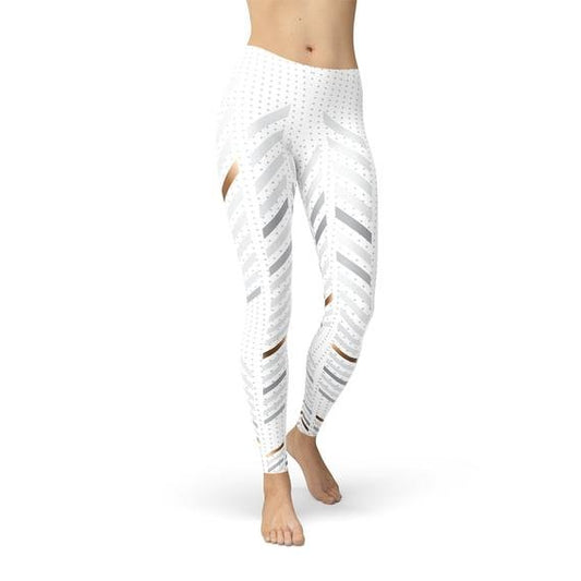 Womens White Stripes Leggings - Anna's Shop