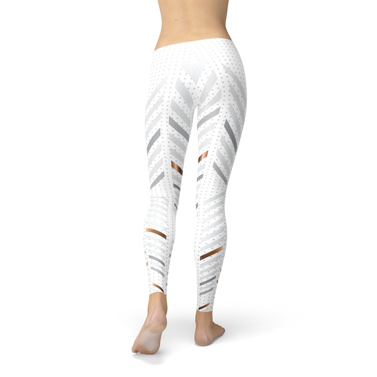 Womens White Stripes Leggings - Anna's Shop