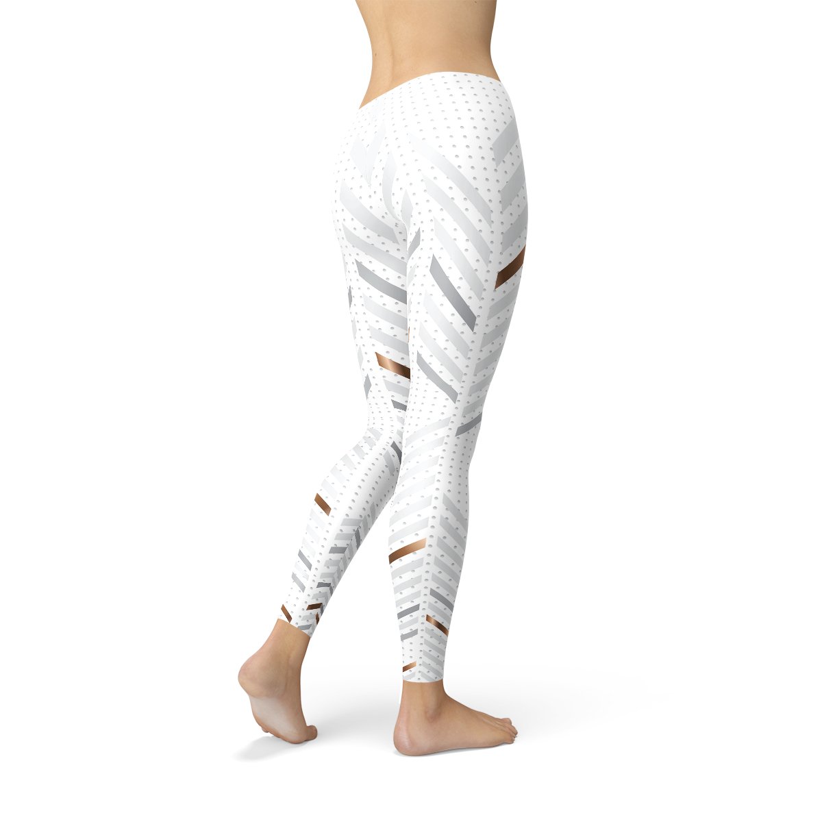 Womens White Stripes Leggings - Anna's Shop