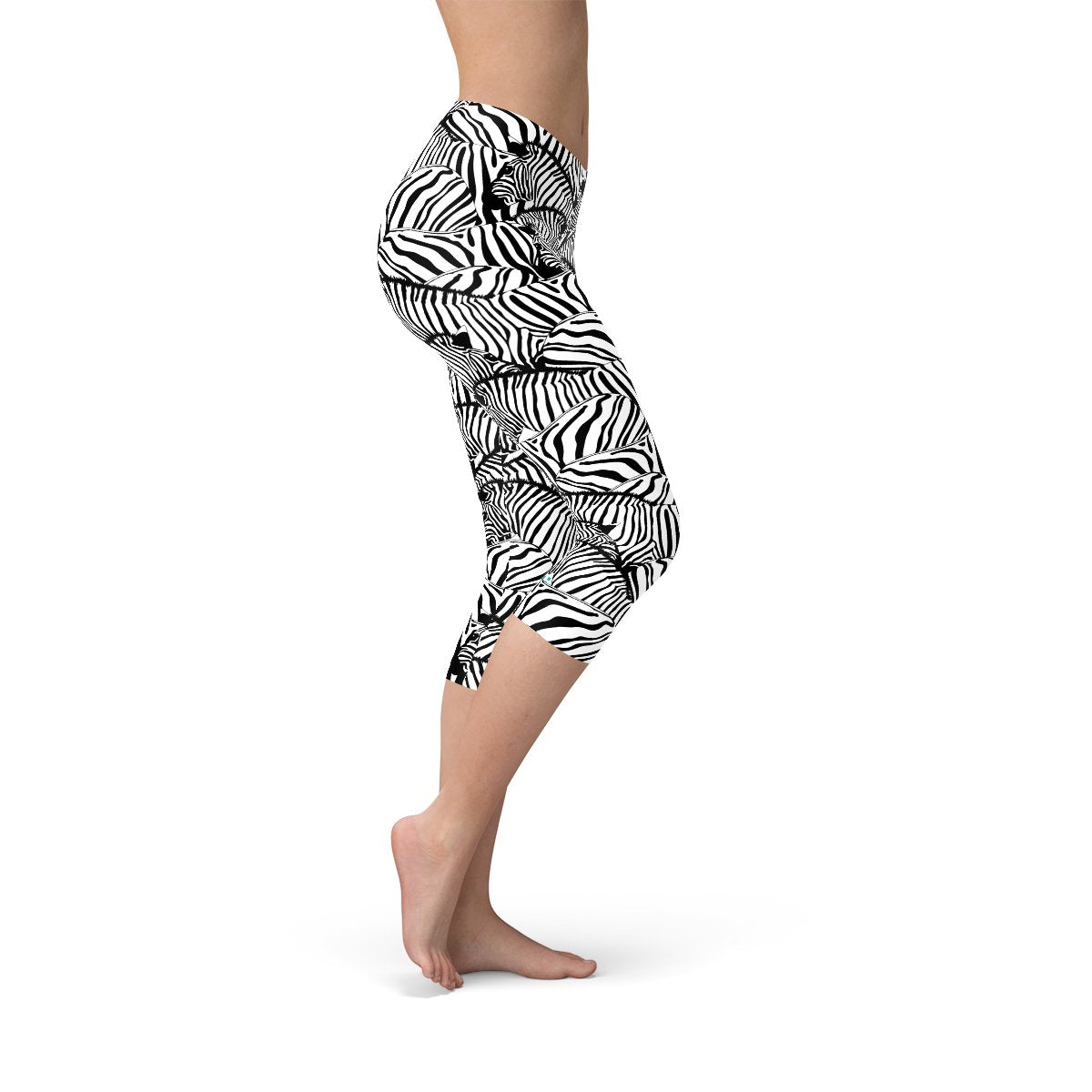 Womens Zebra Stripe Capri Leggings - Anna's Shop