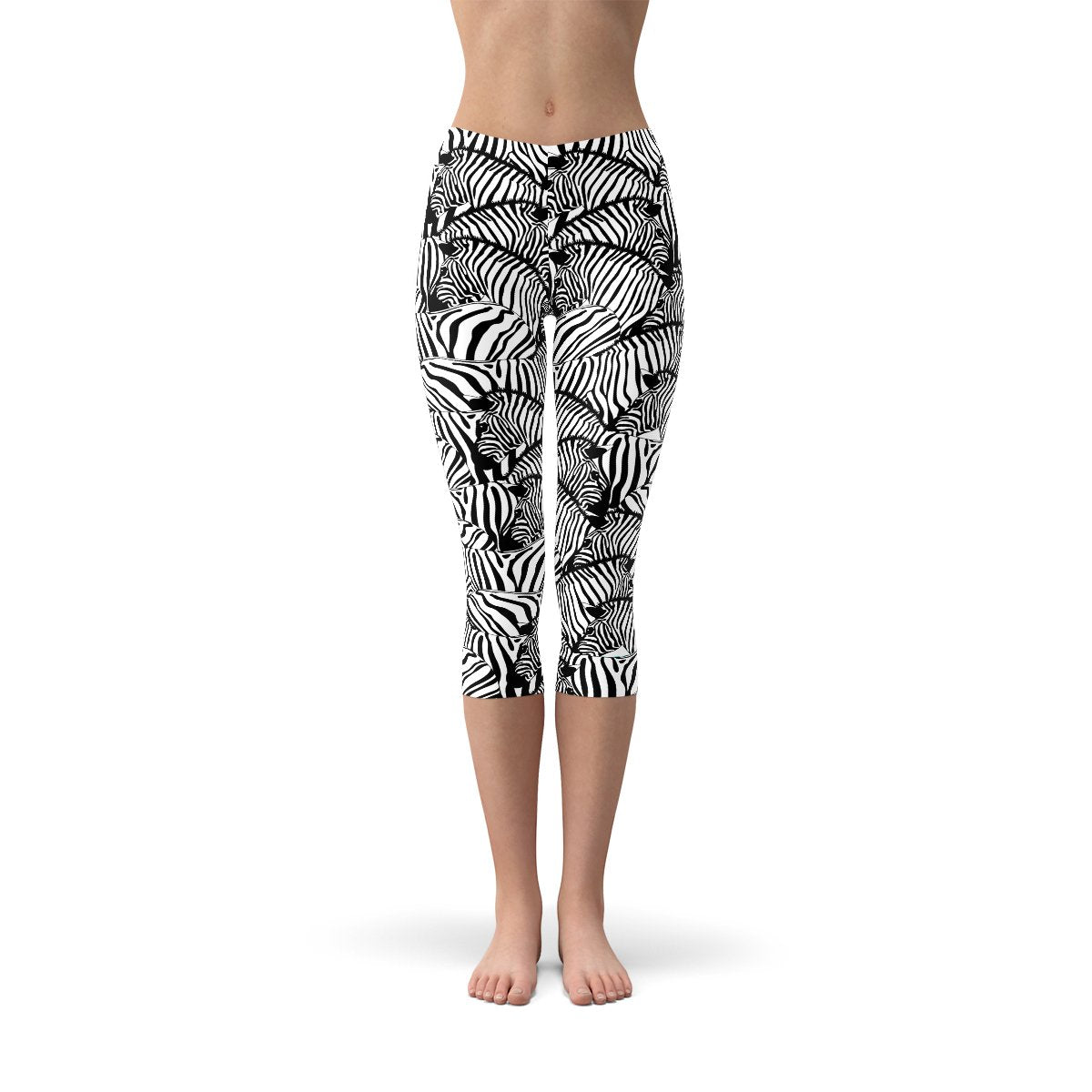 Womens Zebra Stripe Capri Leggings - Anna's Shop