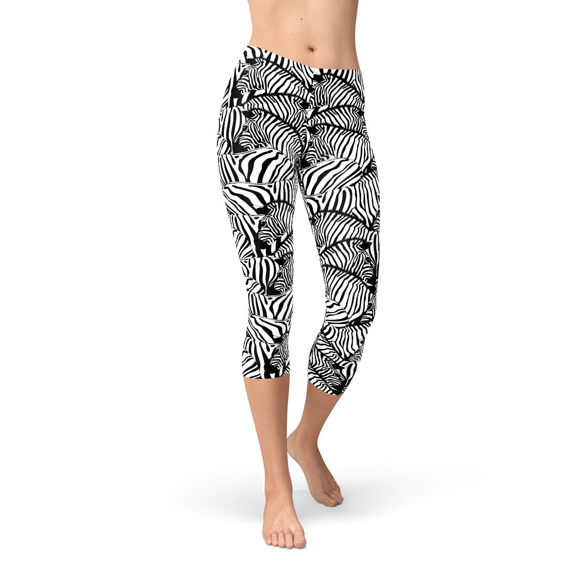 Womens Zebra Stripe Capri Leggings - Anna's Shop