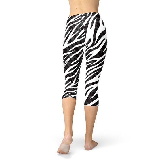 Womens Zebra Stripes Capri Leggings - Anna's Shop